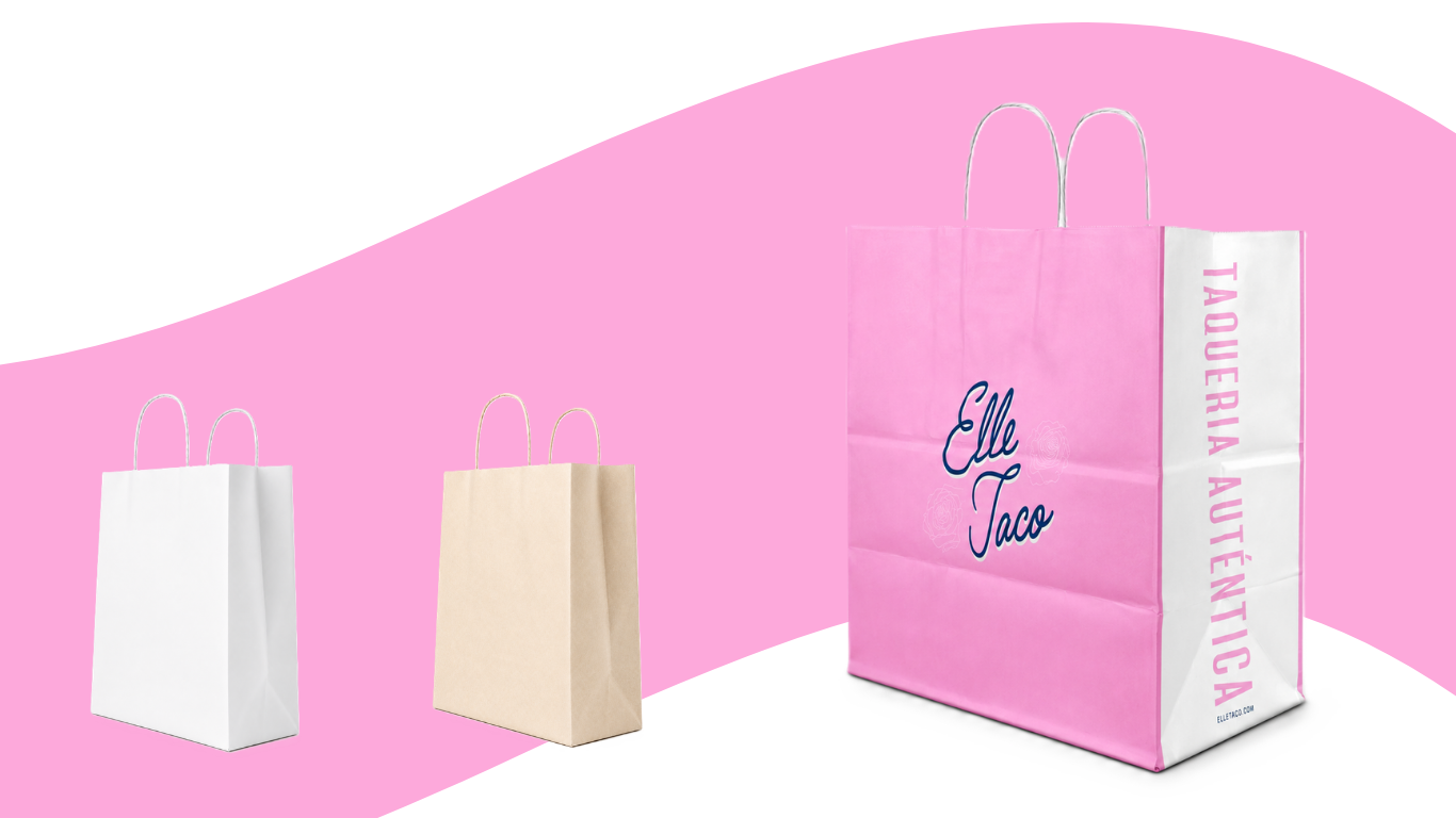 Custom printed twisted handle shopping bags slide 1